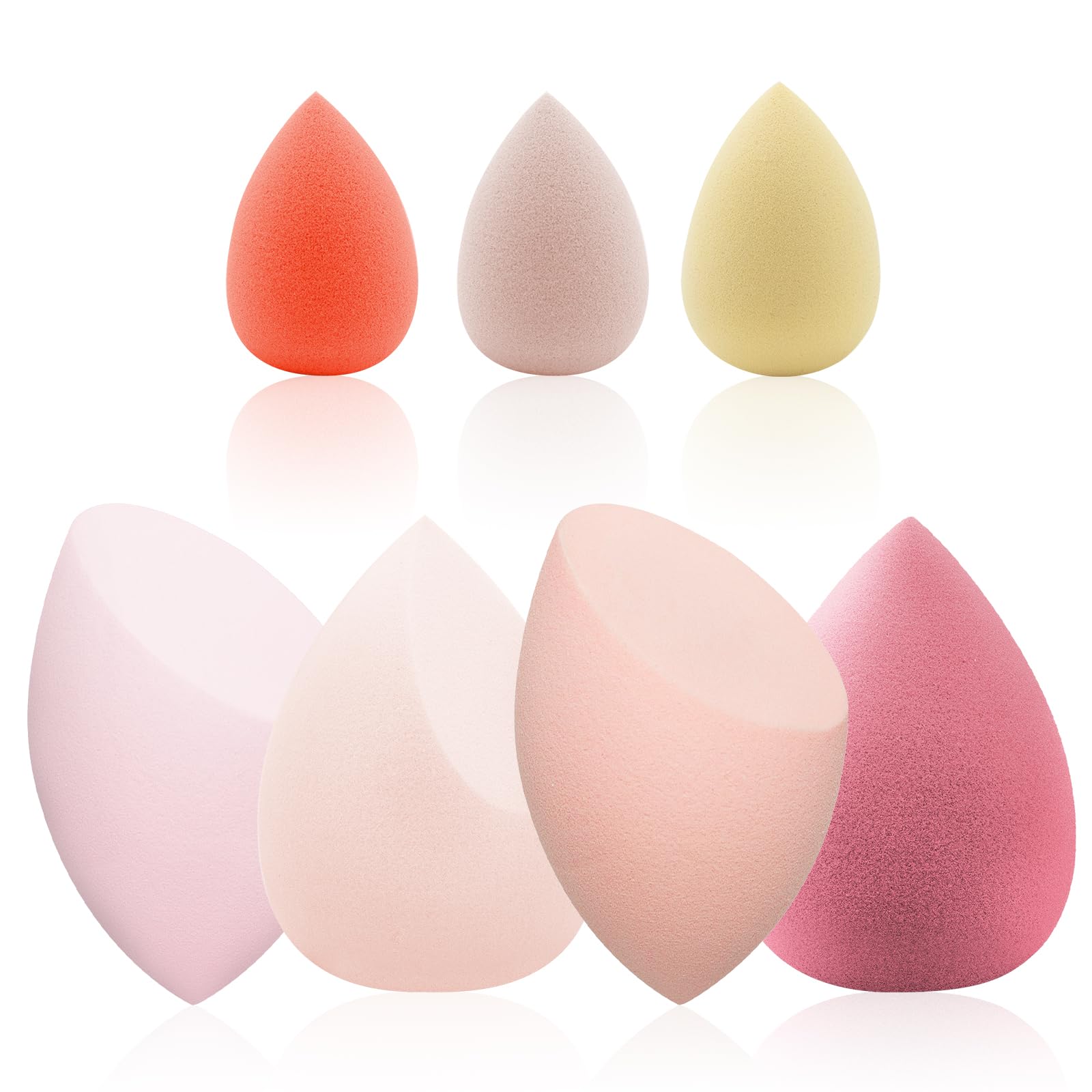 Makeup Sponge, Make up Sponge Blender, 7 PCS Big Beauty Blender Sponge, Beauty Sponge for Liquid and Cream Foundation (Pink)