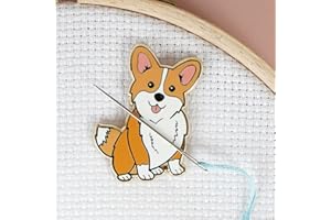 Caterpillar Cross Stitch Needle Minder - Royal Corgi Dog for Cross Stitch, Sewing, Embroidery and Needlework Accessories, Enamel and Magnetic