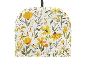 Tutolipy Wild Floral Print Tea Cozy Cover Warmth Keep Teapot Cover Insulated for Coffee Tea Drinkers Reusable Domed Tea Kettle Cosy Easy Storage Yellow