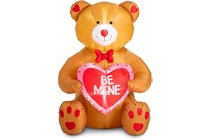 EUTY Valentine’s Day Inflatable Outdoor Decoration 6 Feet Inflatable Love Bear with LED Light Romantic Valentines Blow Up Gift for Couples, Idea for Party, Indoor, Outdoor, Yard, Garden, Lawn