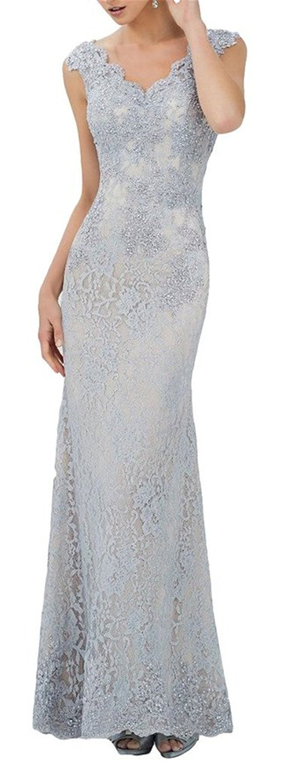 LanierWedding VNeck Beaded Mother of The Bride Dresses Long Mermaid Evening Dresses