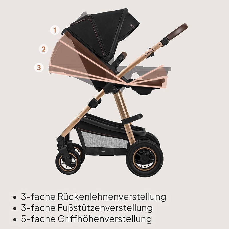 Amber Kinderwagen 2 in 1 Kombikinderwagen, Kinderwagen Set