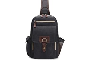 Lohol Vintage Canvas Sling Bag Mens, Water-Resistant Crossbody Bag Chest Bag Sling Daypack for Cycling Hiking Travel