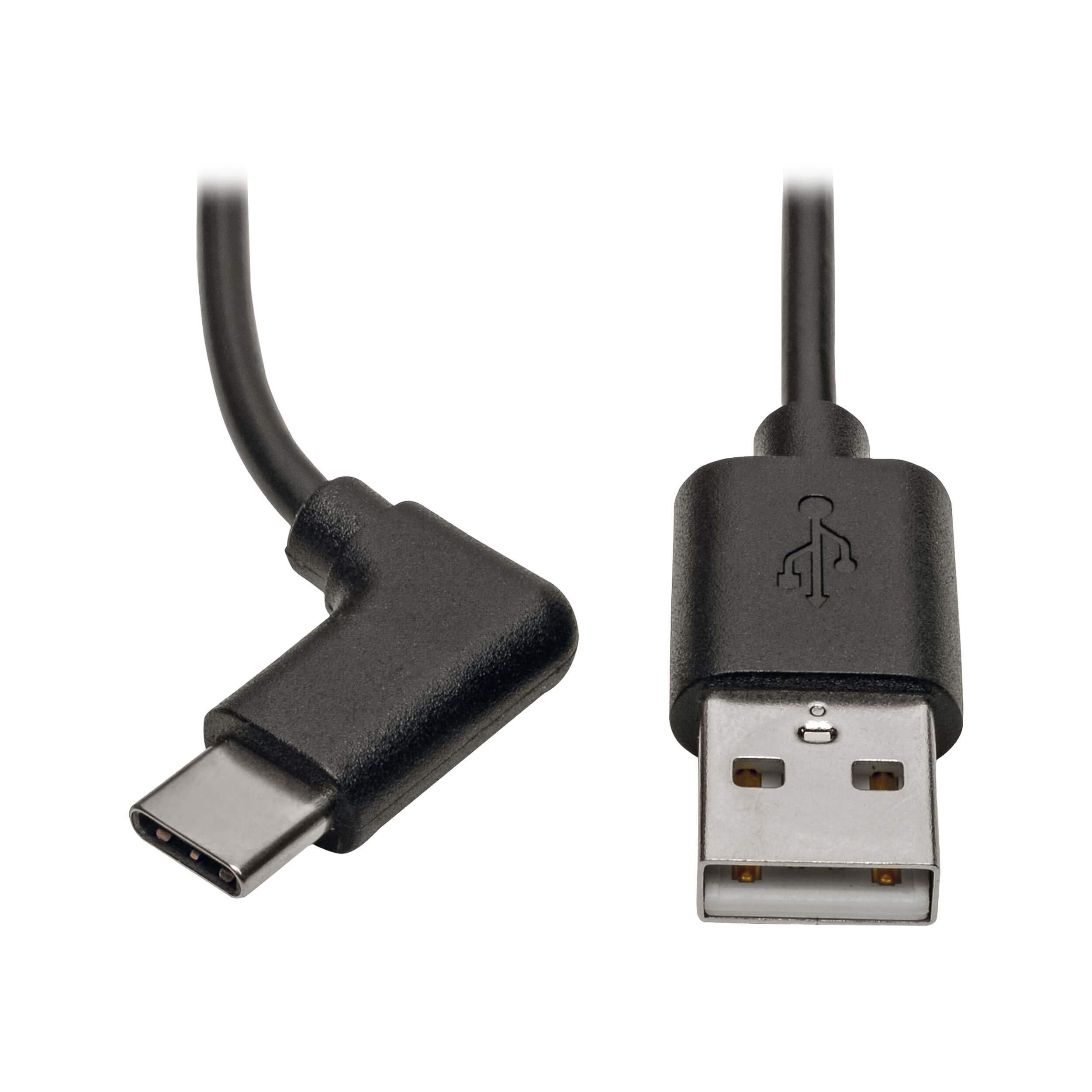 Tripp Lite USB 2.0 Hi-Speed Cable USB-A to USB-C Type C (M/M), Right-Angle, 0.91 m (U038-003-CRA)