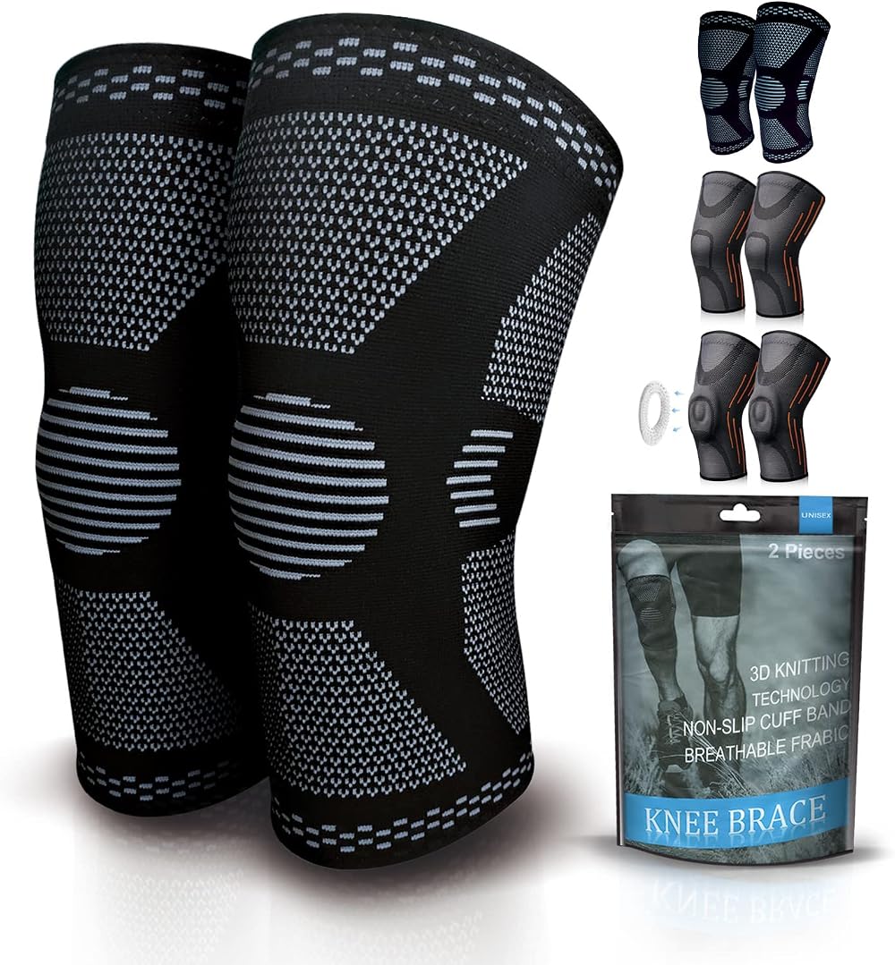 Gemschest 2 Pack Knee Support Sleeve Size L for Men Women