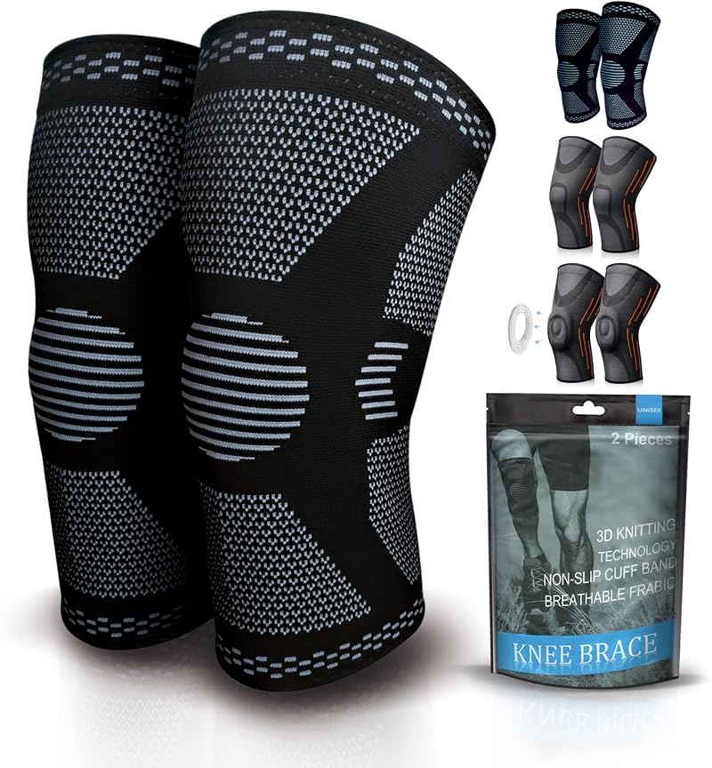 Gemschest 2 Pack Knee Support Sleeve Size L for Men Women