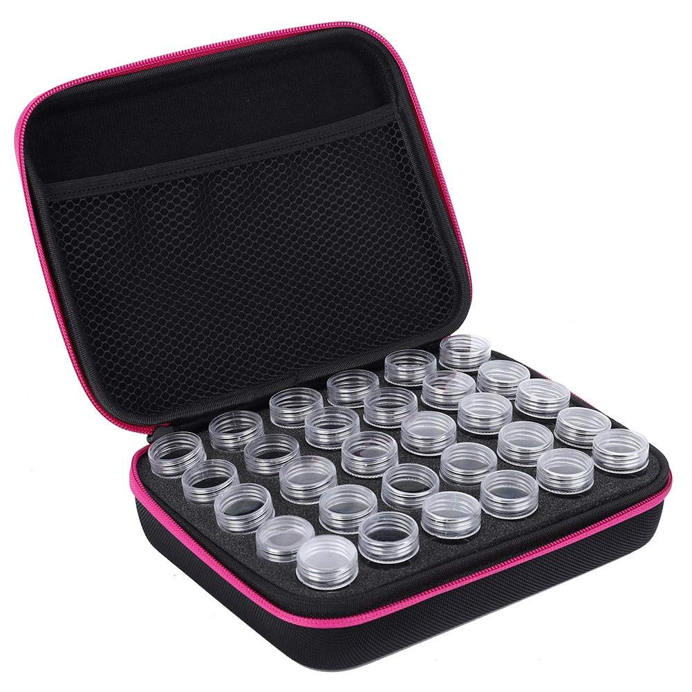 30 Slots Diamond Embroidery Storage Box, Jewelry Medicine Painting Accessories Tool Storage Case (Red Rose)