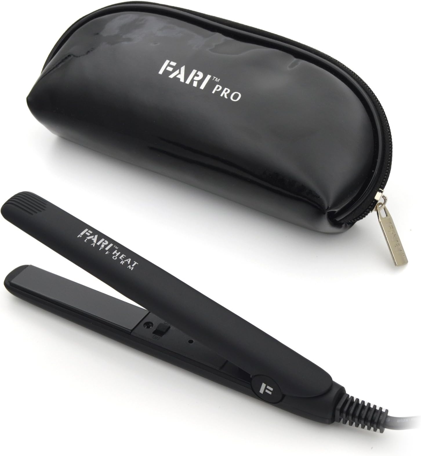 FARI Travel Mini Hair Flat Iron 1/2 Inch Ceramic Tourmaline Hair Straightener with Travel Bag Dual Voltage Travel Iron For Worldwide Use Temp 400F (Black)