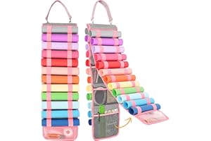 FINESUN Vinyl Roll Holder-24 Compartments Vinyl Storage Organizer,Cricut Accessories Vinyl Holder Wall Craft Organizers and Storage Over The Door Vinyl Roll Storage for Home Craft Closet