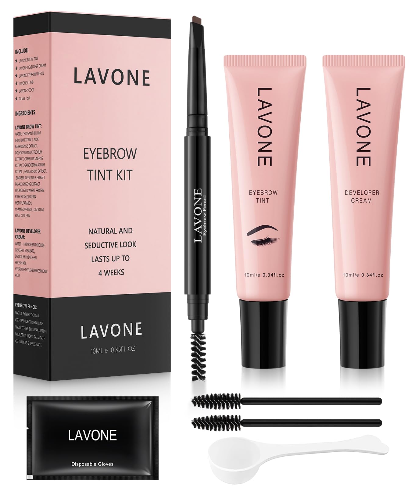 Photo 1 of Eyebrow Color Kit with Brow Color & Eyebrow Pencil, 2-in-1 Natural Effects Eyebrow Makeup Set, Easy & Safe to Use 10ml - Soft Brown