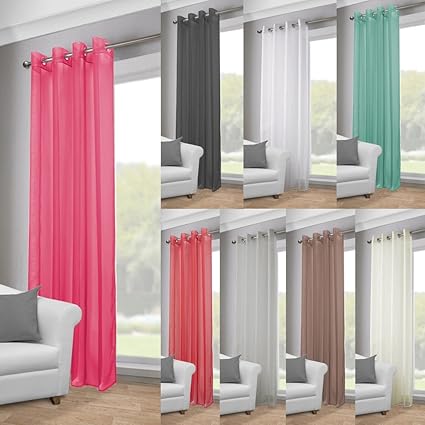 John Aird Lucy Fuchsia Woven Voile Eyelet Top Curtain Panel 58