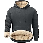 Kissonic Men's Fleece Hoodie Pullover Long Sleeve Sherpa Lined Warm Hooded Sweatshirt