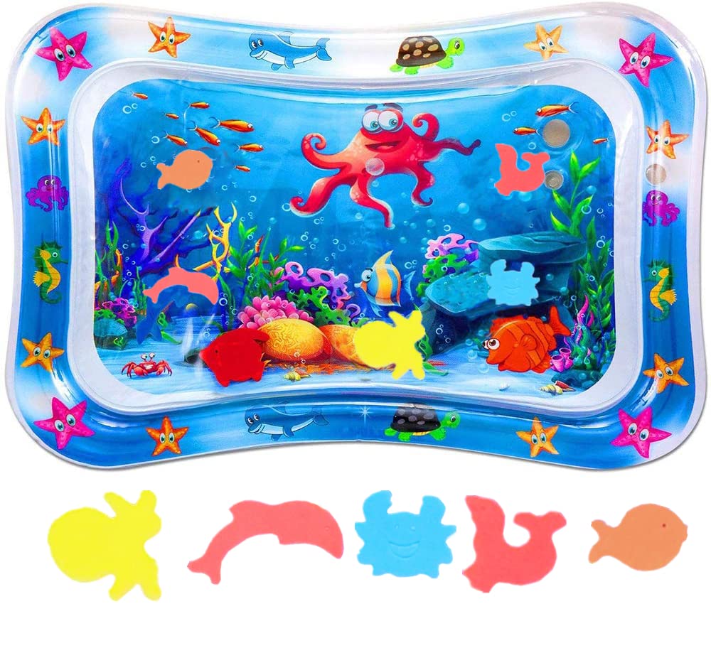 BabaBub Tummy Time Mat Inflatable Water Mat Baby Playmat Sensory Toy Development Stimulation Growth Activity Play Centre for Infants & Toddlers 3 to 24 Months Portable Strengthens Neck Girls Boys