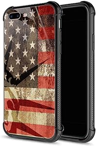 CARLOCA iPhone 8 Case,Gold Retro USA Flag iPhone 7 Cases iPhone SE 2020 Cases for Girls Boys,Graphic Design Shockproof Anti-Scratch Hard Back Case for Apple iPhone 7/8/SE2
