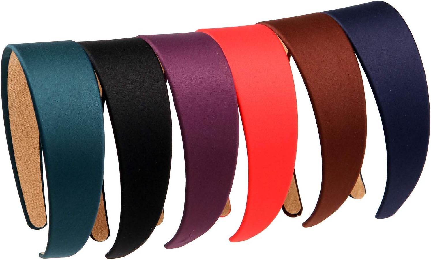 LONEEDY 6 Hard Headbands, 1.6 Inch/4CM Wide Non-slip Ribbon Hairband for Women (Mixed color)