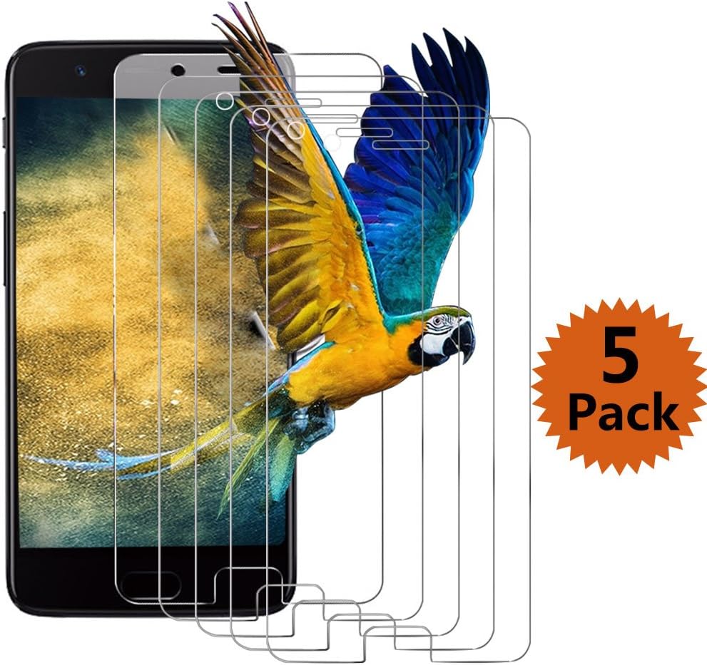 OnePlus 5T Screen Protector, [9H Hardness][Bubble Free][Anti-Scratch] [Crystal Clear] Tempered Glass Screen Protector Compatible OnePlus 5T, Gift for Boys, Girls, Men, Women [5-Pack]