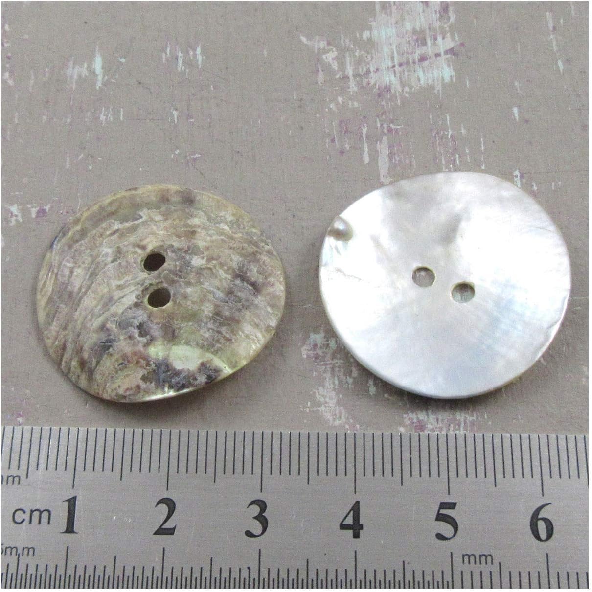 Beads4crafts LARGE NATURAL MOTHER OF PEARL SHELL BUTTONS PEARLESCENT ROUND SEWING *2 SIZES* (27mm (H4290) 10 Pack)