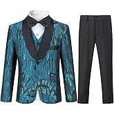 SWOTGdoby Boys Dress Suits 3 Piece Slim Fit Kids Tuxedo Suits for Boys Formal Blazer Jacket Pants Vest Wedding Party Prom