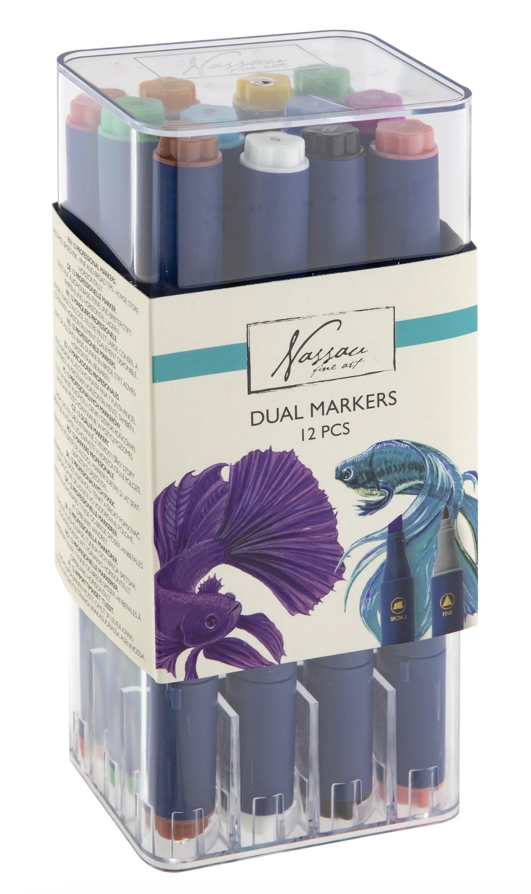 VAN NASSAU FINE ART Round dual markers, 12 pieces in transparent box