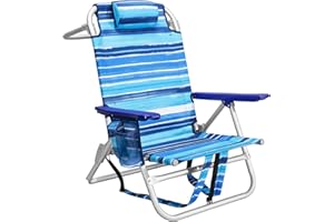LEMBERI Backpack Beach Chairs for Adults,1/2 Pack Folding Heavy Duty Camping Chair with Large Pockets and Cup Holder,Adjustable high Beach Lounge Chairs with Towel Rack for Outdoor,Travel (1, Blue)