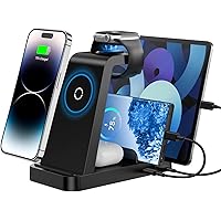 Wireless Charger for iPhone - 5 in 1 Charging Station for Multiple Devices Apple: Fast Wireless Charging Stand Dock for iPhon