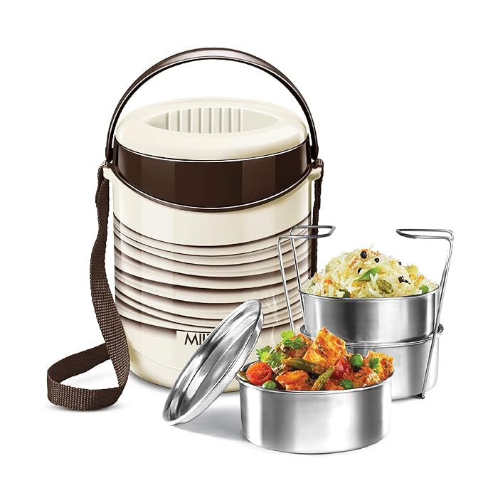 Buy Milton New Econa 3 Stainless Steel Tiffin Box, Set of 3, Ivory