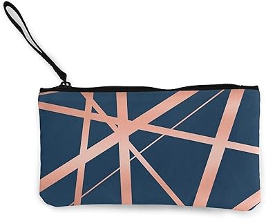 Marineblaue und kupferfarbene Luxus-Geldbörse aus Segeltuch für Münzen