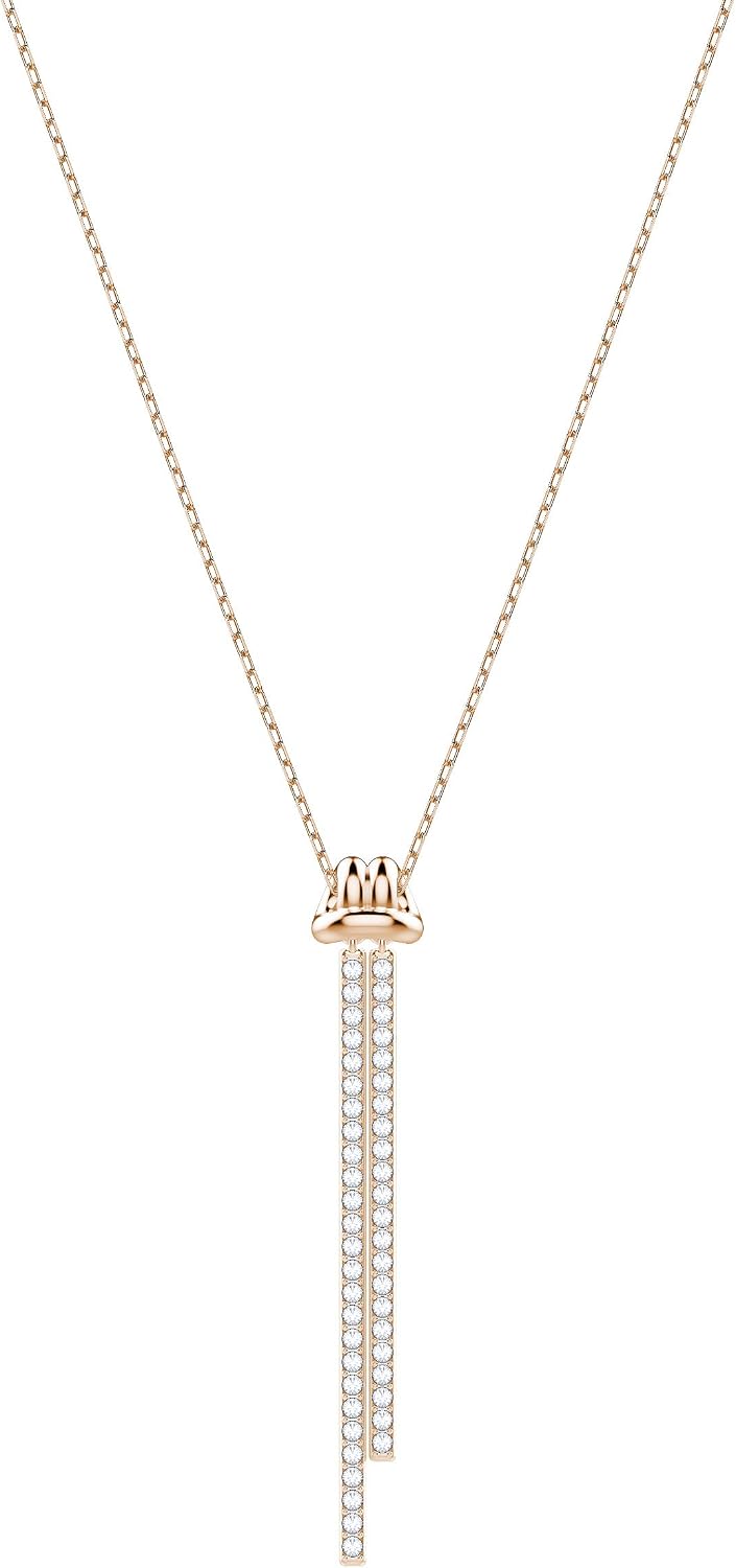 Swarovski Women’s Rose-Gold Tone Plated, White Crystal, Lifelong Y Pendant