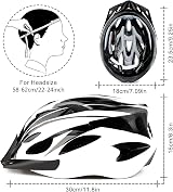 RaMokey Cycle Helmet Lightweight Adjustable 58-62cm White 18 Vents view 6