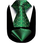 HISDERN Mens Ties Stripe Plaid Tie with Pocket Square Set Classic Woven Silk Necktie Handkerchief for Men Formal Business
