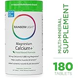 Rainbow Light - Magnesium Calcium + - Vitamin D Mineral Supplement; Vegetarian, Gluten Free; Supports Digestion, Helps Soothe Muscle Aches in Athletes - 500mg Calcium, 400 IU Vitamin D3-180 Tablets