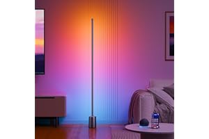 Ailofy Corner Floor Lamp, 1500lm RGBW Corner Lamp Work with Alexa & Google Assistant, 16 Million DIY Colors, Sync with Music, App Control, Modern LED Floor Lamp for Living Room & Bedroom, Black