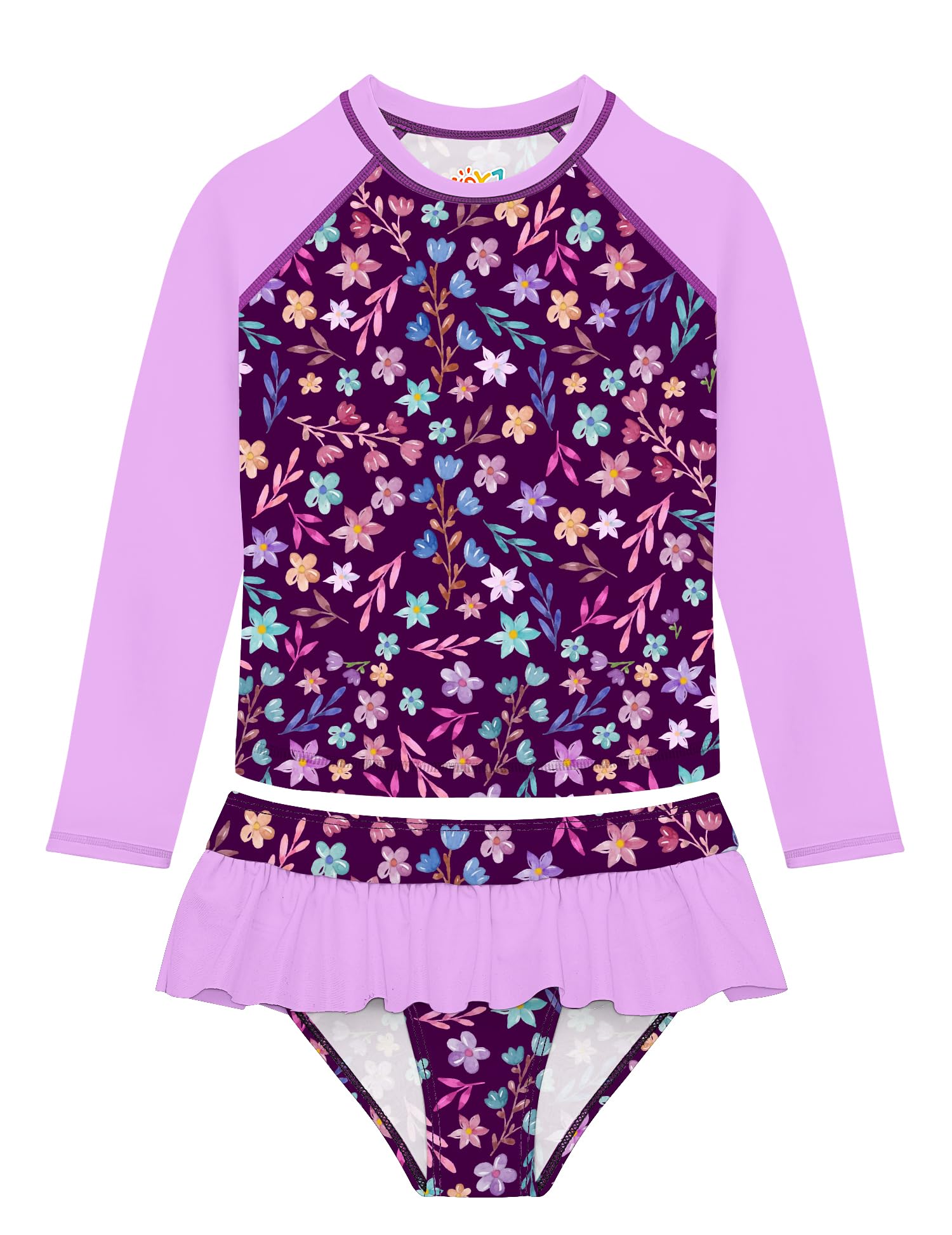 Photo 1 of Toddler Swimsuit Girls Rash Guard Sets Long Sleeve Swimwear UPF 50 Swim Shirts SPF Sun Protection Two Peice Bating Suits for Kids Beach Pool 4T S3