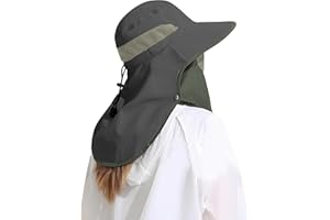 DOCVIT Outdoor Sun Hat Detachable Neck Face Flap UPF 50+UV Protection Visor Fishing Hats with Neck Flap for Men & Women