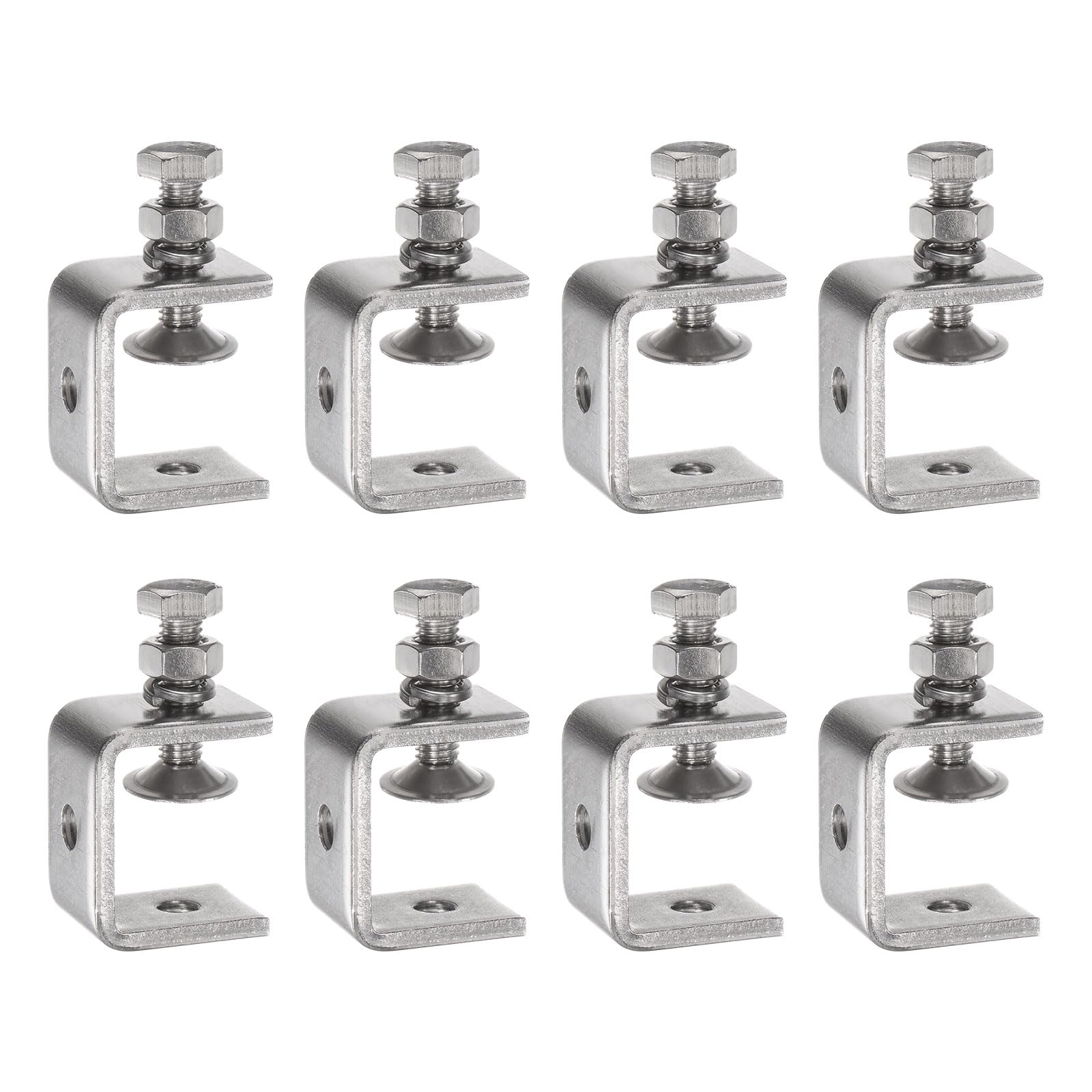 uxcell 8Pcs Stainless Steel C Clamps Mini 1" Wide Jaw Opening Small Metal U Clamp for Woodworking Welding Building Household Mounting