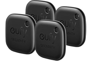 eufy Security by Anker SmartTrack Link (Black, 4-Pack), Android not Supported, Works with Apple Find My (iOS only), Key Finder, Bluetooth Tracker for Earbuds and Luggage, Phone Finder, Water Resistant