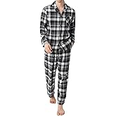 DAVID ARCHY Men's Pajamas Set Flannel Pjs Sets Ultra-Soft Cotton Pajamas for Men Classic Plaid Lounge Set with Roomy Pockets