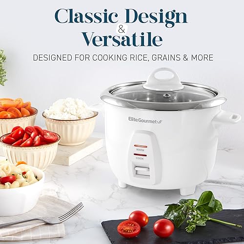 Elite Gourmet ERC-2020 Electric Rice Cooker with Stainless Steel Inner Pot  Makes Soups, Stews, Grains, Cereals