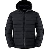 wantdo Men's Big and Tall Lightweight Puffer Jacket Quilted Warm Winter Coat Windproof Winter Jackets with Hood