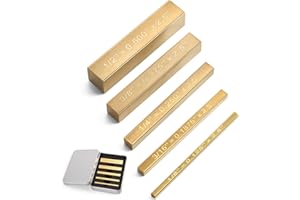 LOSTRONAUT Brass Setup Blocks Height Gauge Set - Set of 5 Table Saw Accessories for Woodworkers - Bars Include Laser Engraved Size Markings - Woodworking Tool - Brass Bar