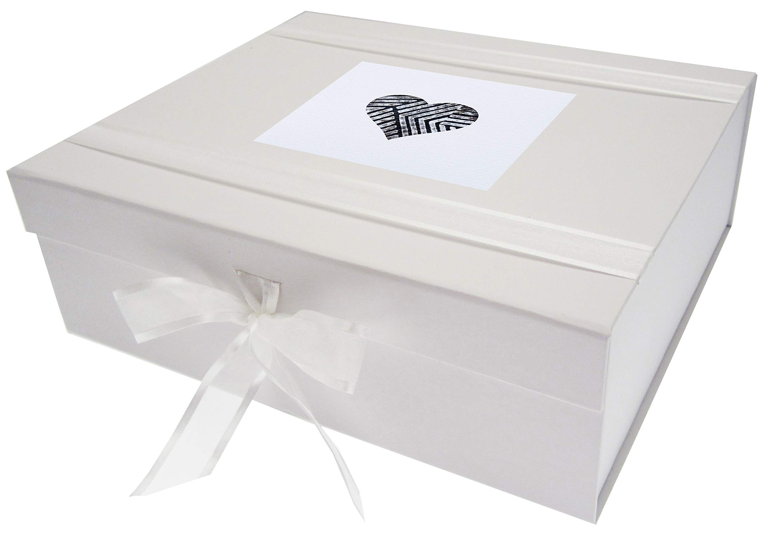 White Cotton Cards Alphabetics Grey Heart Keepsake Box, Multi-Colour, Large