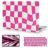 Anban Compatible with MacBook Air 13 inch Case 2026 2025 2024 2023 2022 M4 M3 M2 A3240 A3113 A2681, Plastic Hard Shell+Keyboard Cover+Screen Protector for MacBook Air 13.6 inch Case,Hot Pink Checkered