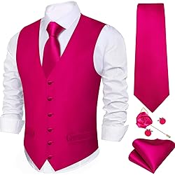 Barry.Wang Hot Pink Mens Suit Vest Paisley/Flower