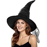 Witch Hat Halloween Adult Black Women's Large Witches Hat Costume Accessories for Party