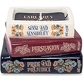 Steel Mill & Co Novelty Shaped Book Theme Scented Candle, Library Stack 6.5 oz Wax Candle with Notes of Earl Gray Tea and Honey, Unique Gift for Mother's Day (Jane Austen)