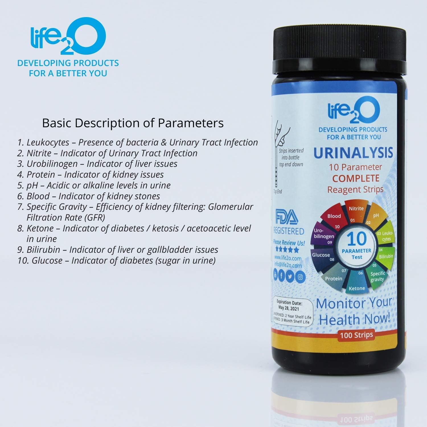 Complete 10-in-1 Urine Test Strips 100ct | Urinalysis Dip-Stick Testing Kit | Ketone, pH, Blood, UTI, Protein | Keto & Alkaline Diet, Ketosis, Kidney Infection & Liver Function | Free e-Book Included: Health & Personal Care
