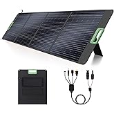 200W Portable Solar Panel, 23.5% High Efficiency ETFE Foldable Solar Charger for Power Station, IP65 Waterproof w/ 4 Kickstan
