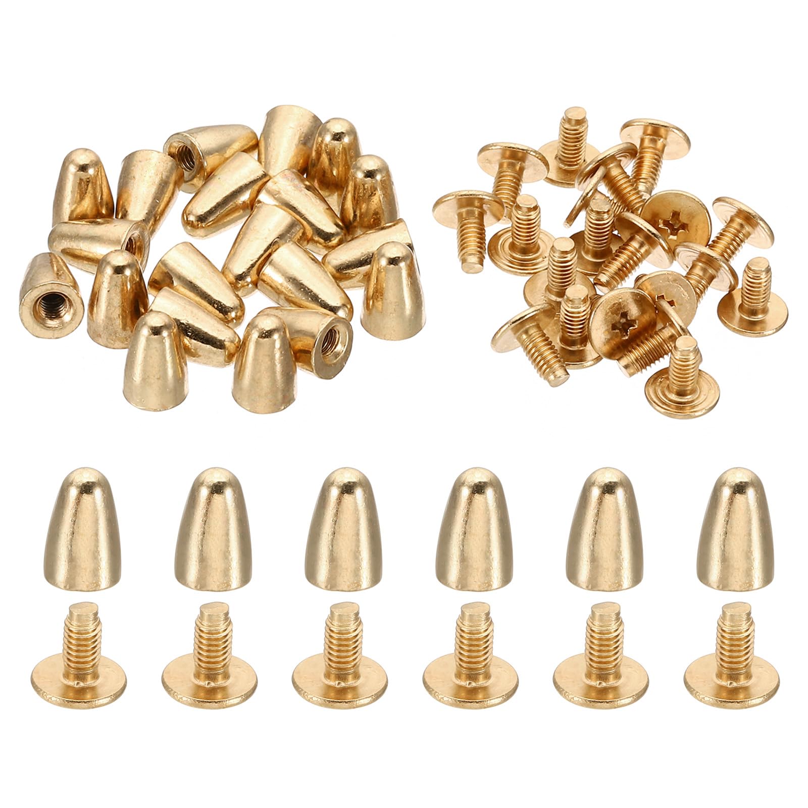 PATIKIL 9mm Studs for Clothing, 20 Sets Studs and Spikes Leather Rivets Cone Spikes Metal Screw Studs for Clothing Leather Crafts Fabric Shoes Punk Bag Leathercraft, 6.5x9mm, Gold Tone