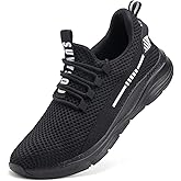 Suvysoo Steel Toe Shoes for Men Safety Puncture Proof Comfy Work Sneakers Lightweight Breathable Non-Slip Construction Shoes Black 37.5