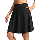 SANTINY 20'' Knee Length Skorts for Woman 4 Pockets High Waisted Women's Tennis Golf Skirts Long Athletic Skirt with Shorts
